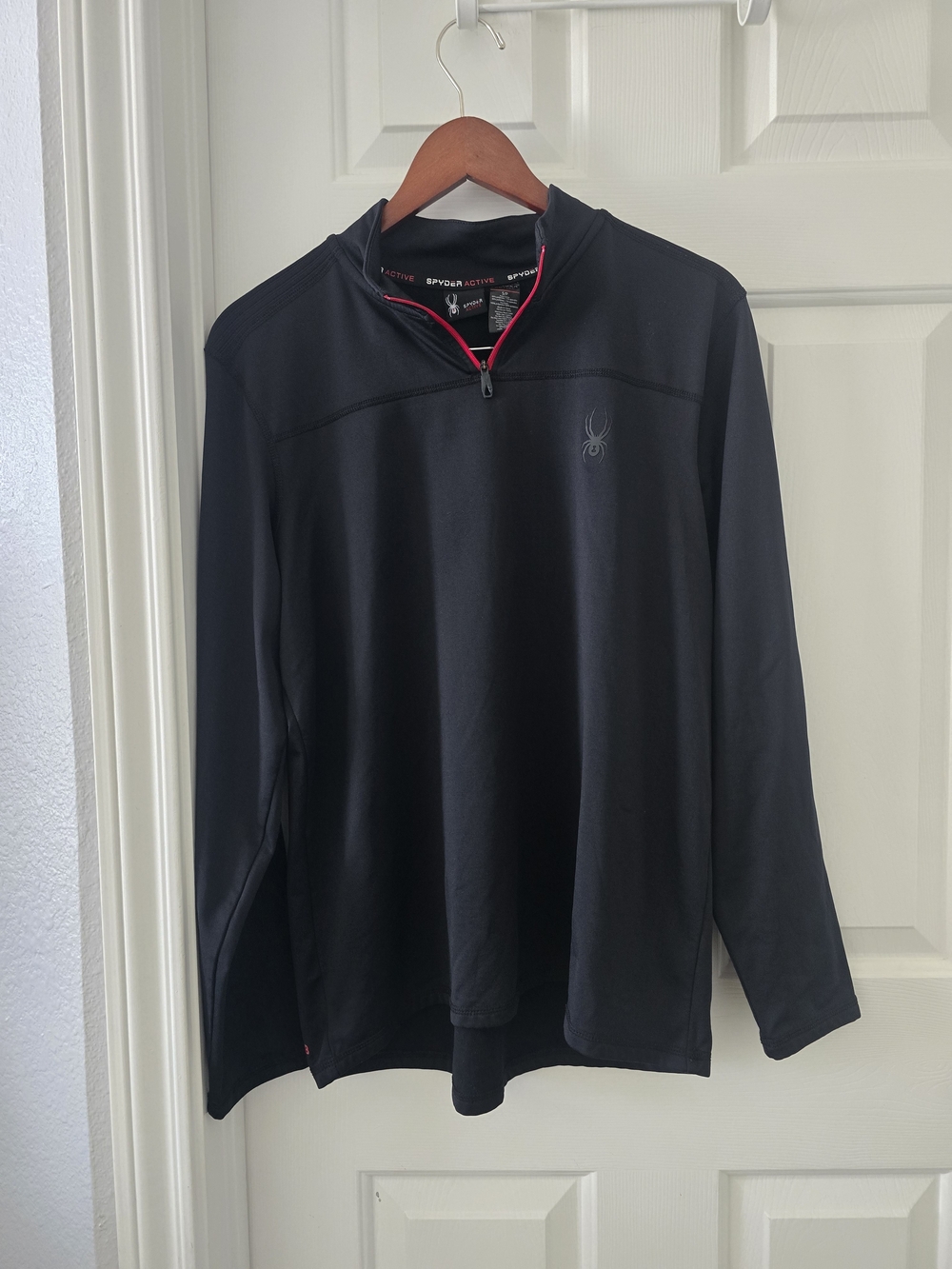 Spyder Active Men's Small Black 1/4 Zip Fleece Lined Performance Pullover Athlet